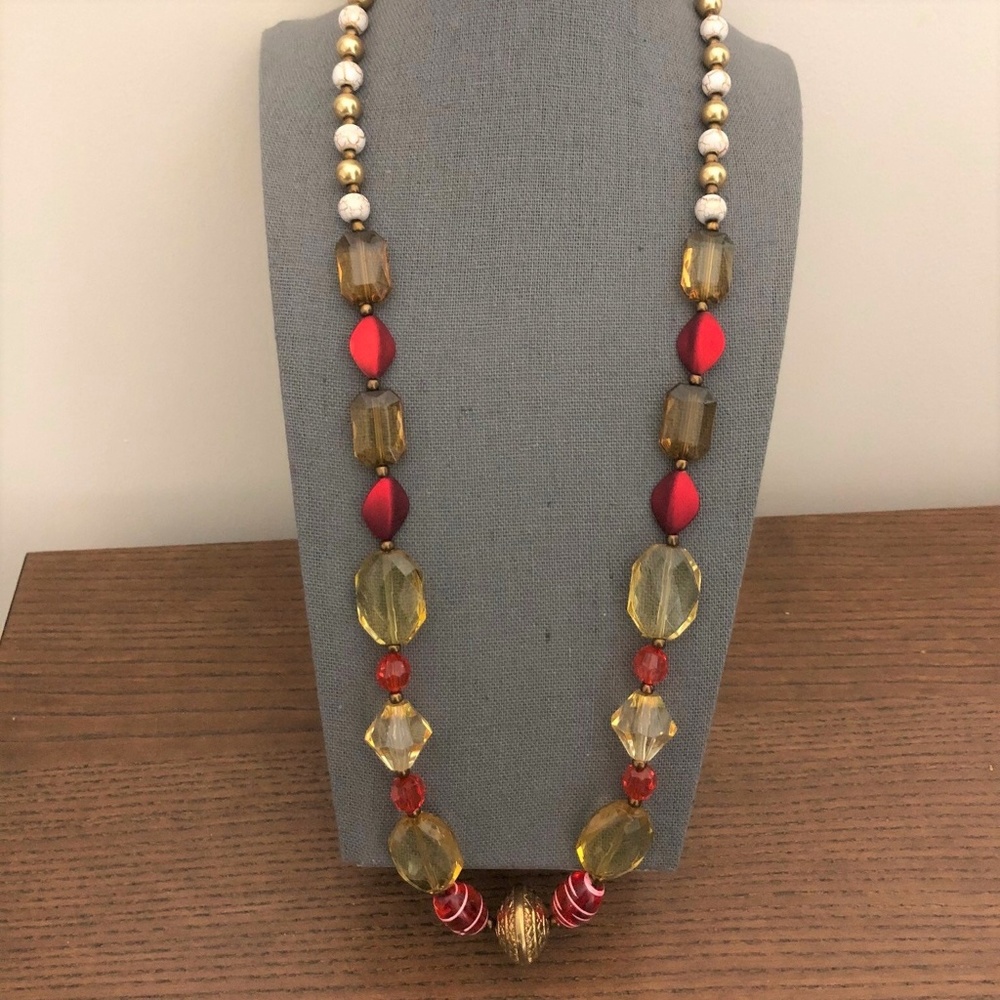 3/$25 ** Red N Yellow Beads Necklace String NWOT